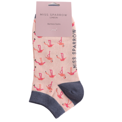 Bamboo Trainer Socks For Women - Wild Flamingos