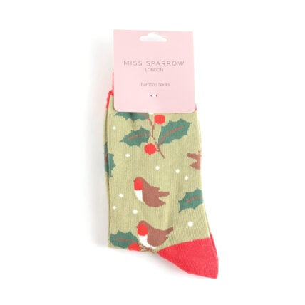 Christmas Bamboo Socks For Women - Winter Hedgerow