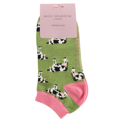 Bamboo Trainer Socks For Women - Cows