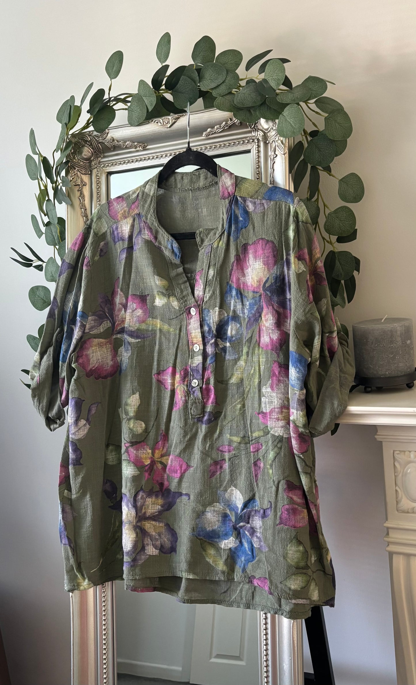Cotton Magnolia Print Shirt