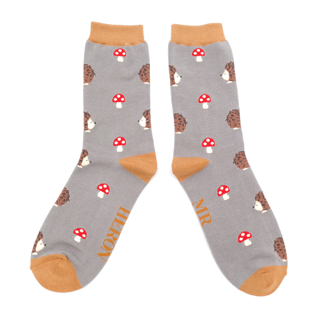 Bamboo Socks For Men - Hedgehogs & Toadstools