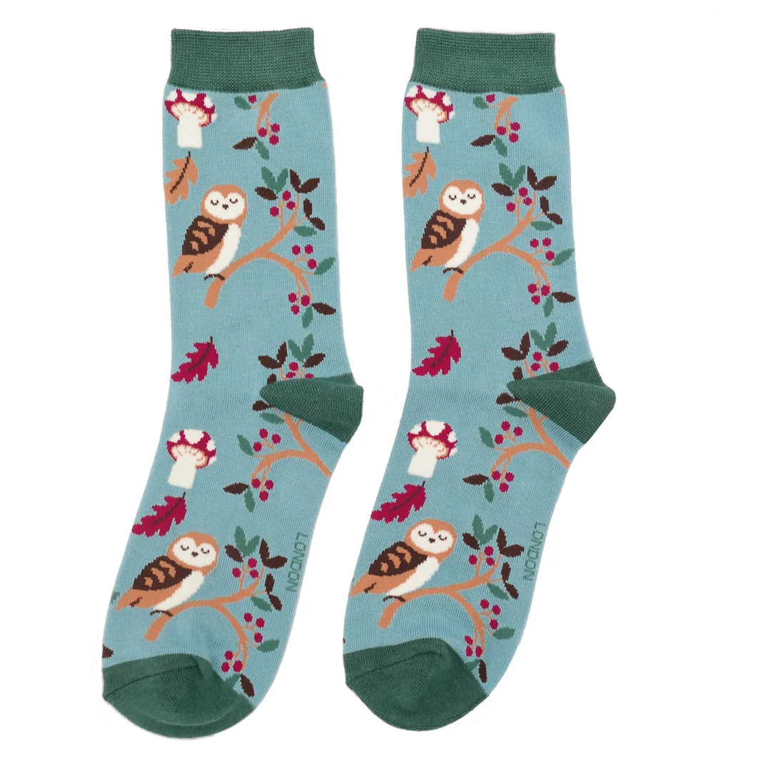 Bamboo Socks For Women - Woodland Owls