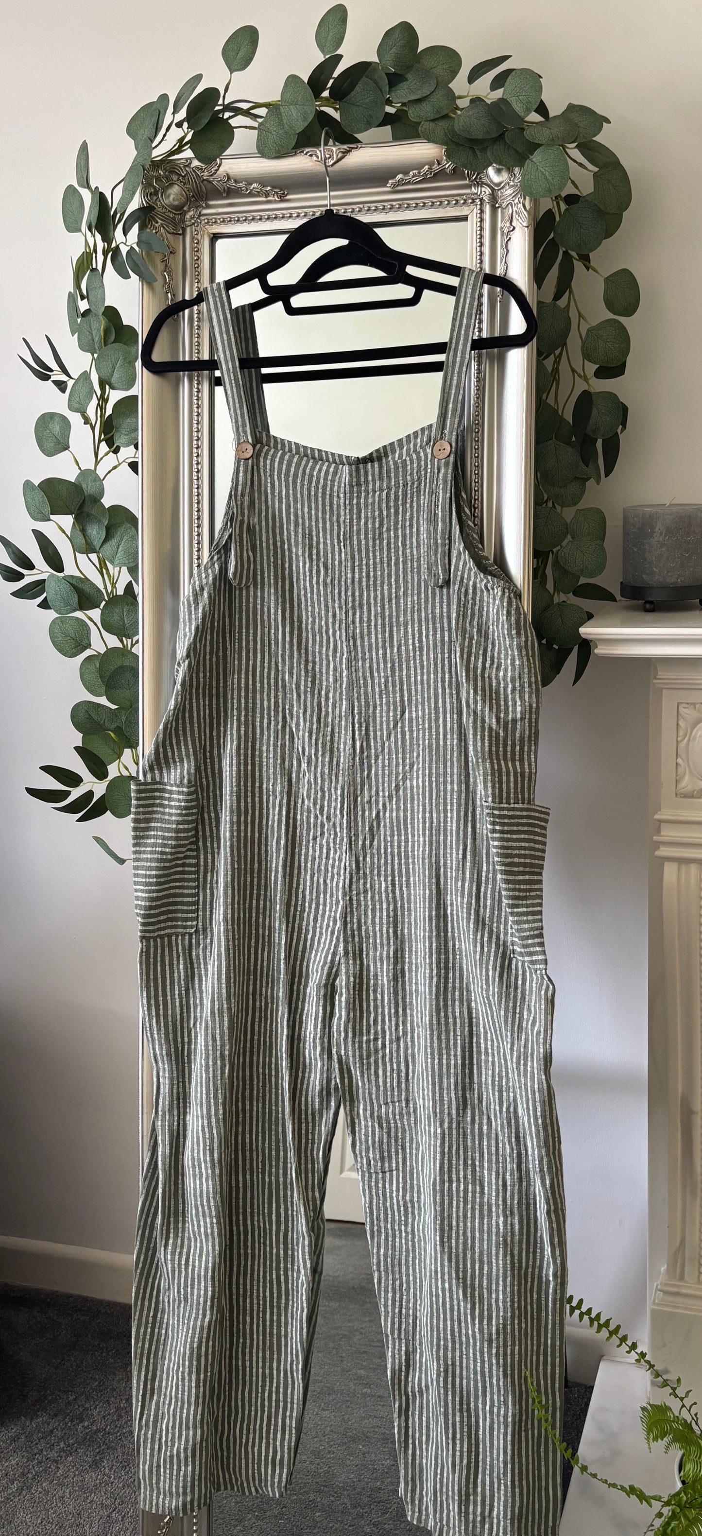 Cotton Stripe Dungarees