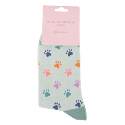 Bamboo Socks For Women - Multi Paw Prints