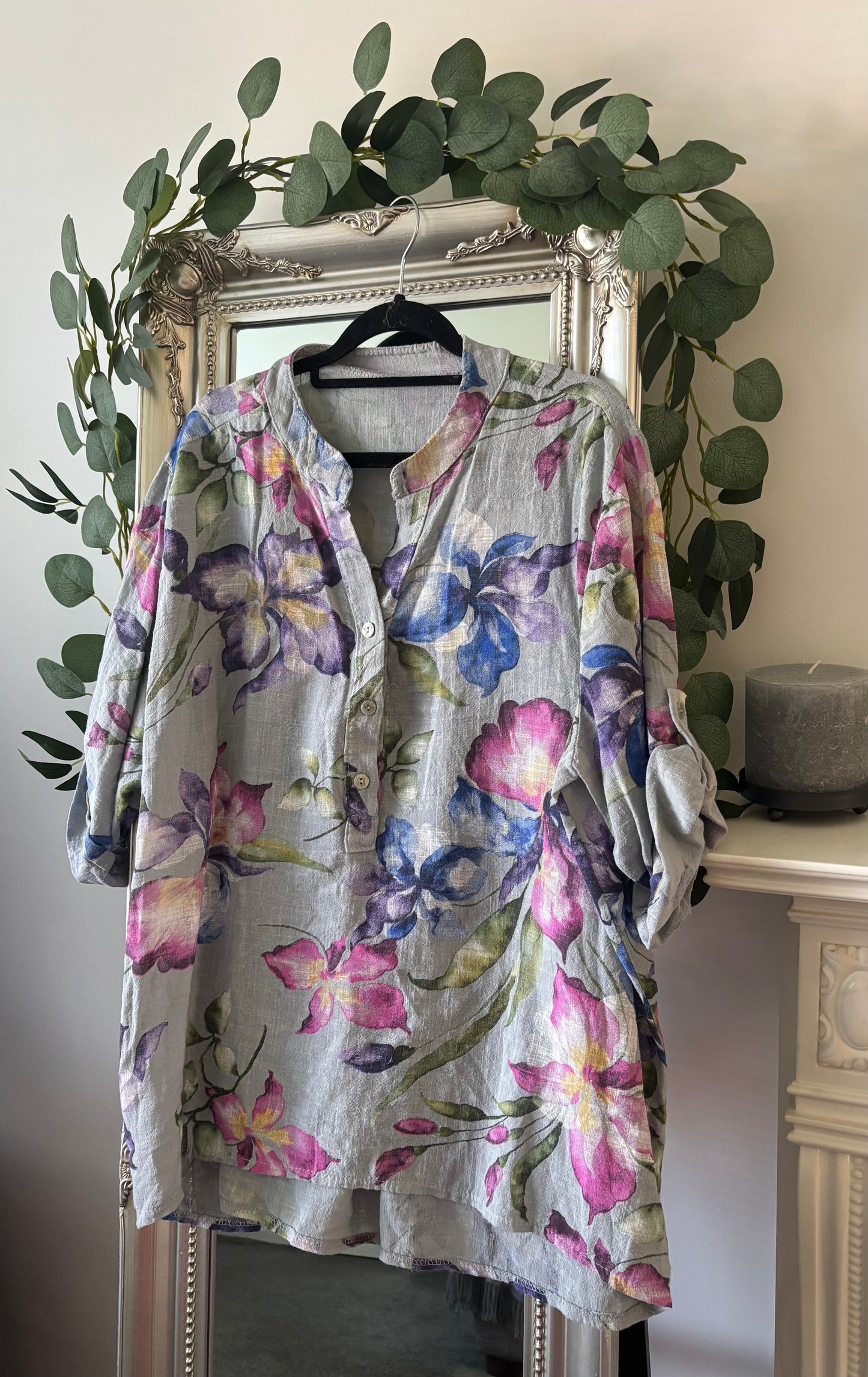 Cotton Magnolia Print Shirt