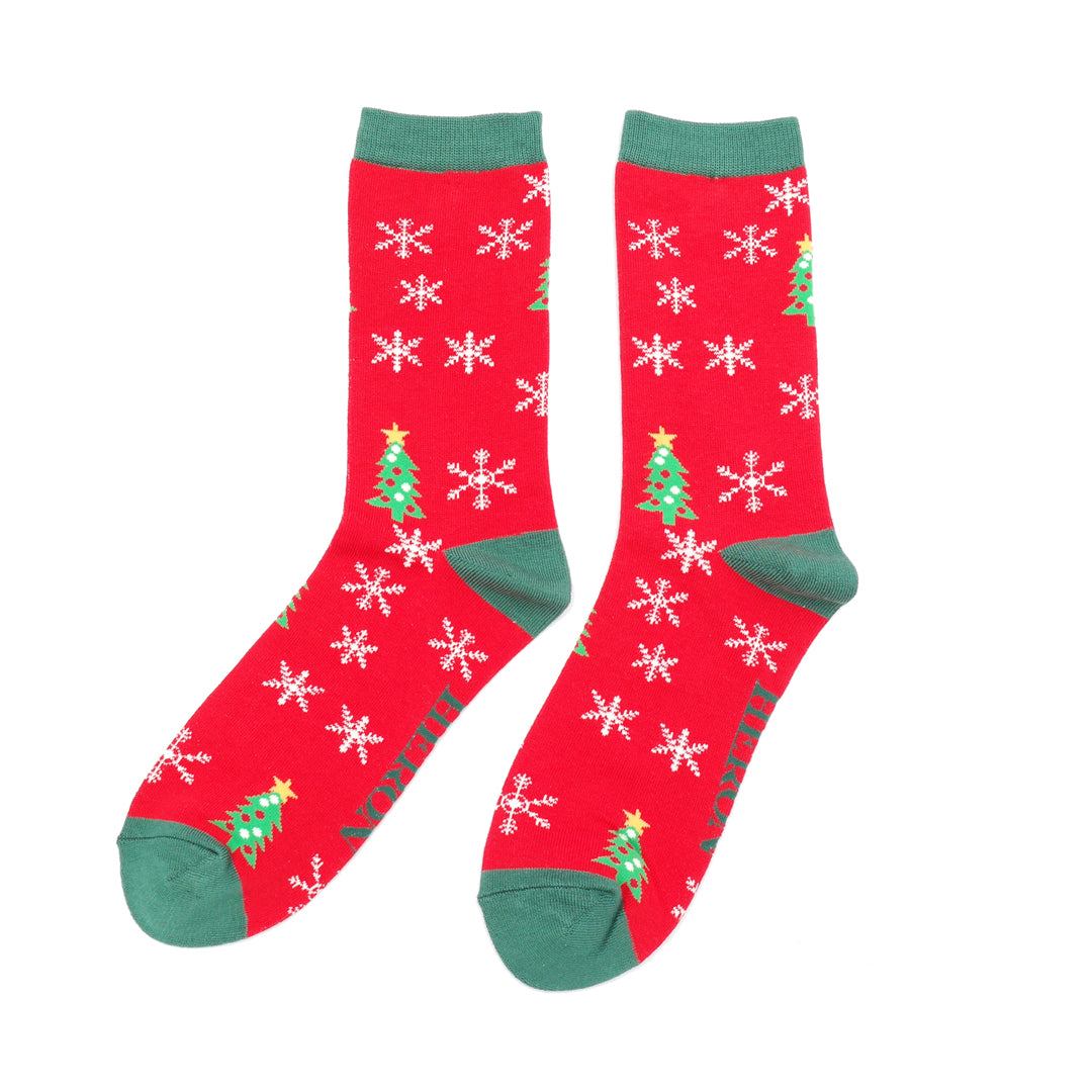 Christmas Bamboo Socks For Men - Trees & Snowflakes