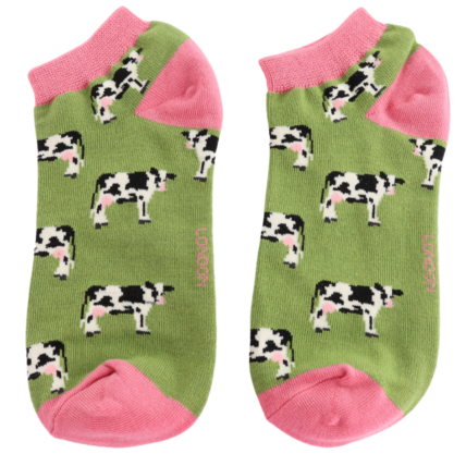 Bamboo Trainer Socks For Women - Cows