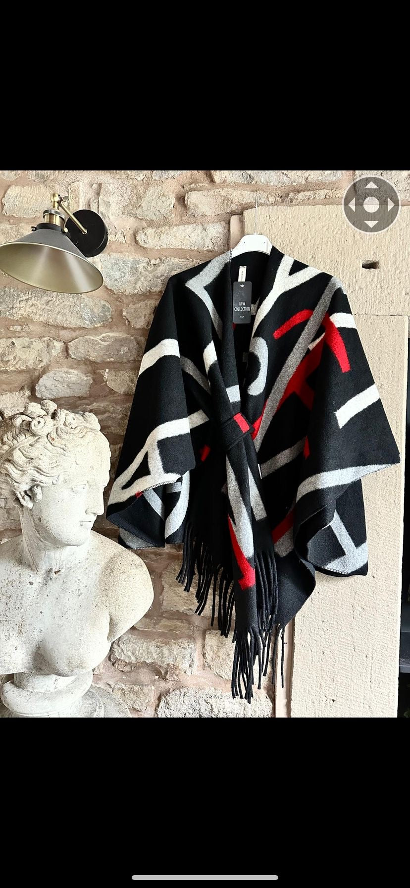 Stylish Printed Cape With Fringe
