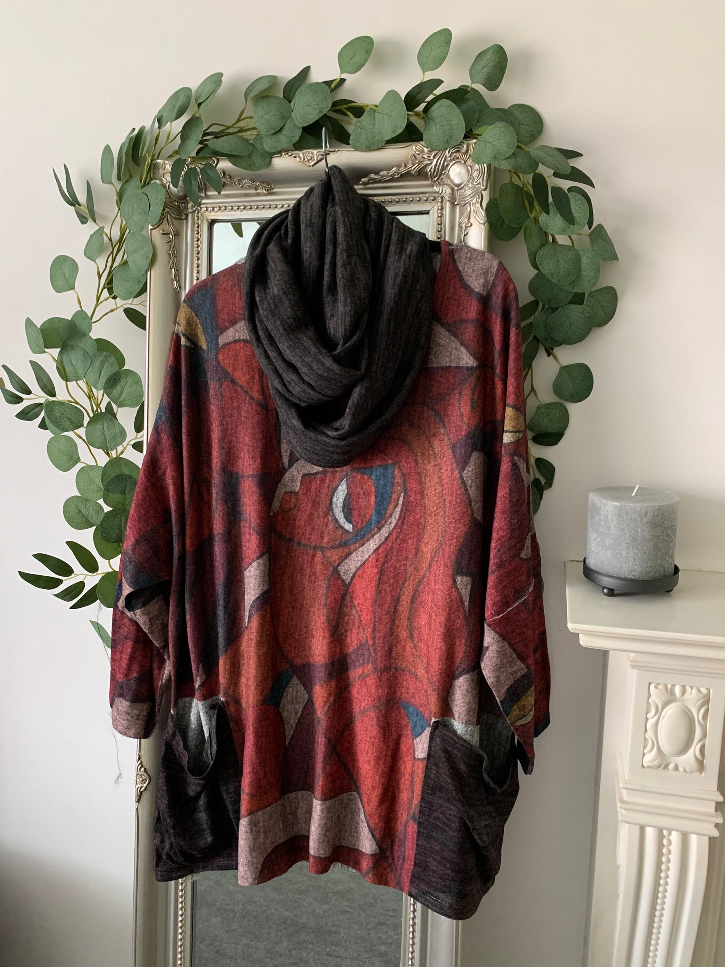 Long Sleeve Jersey Tunic With Separate Cowl