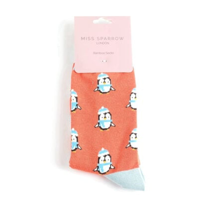 Christmas Bamboo Socks For Women - Cute Penguins