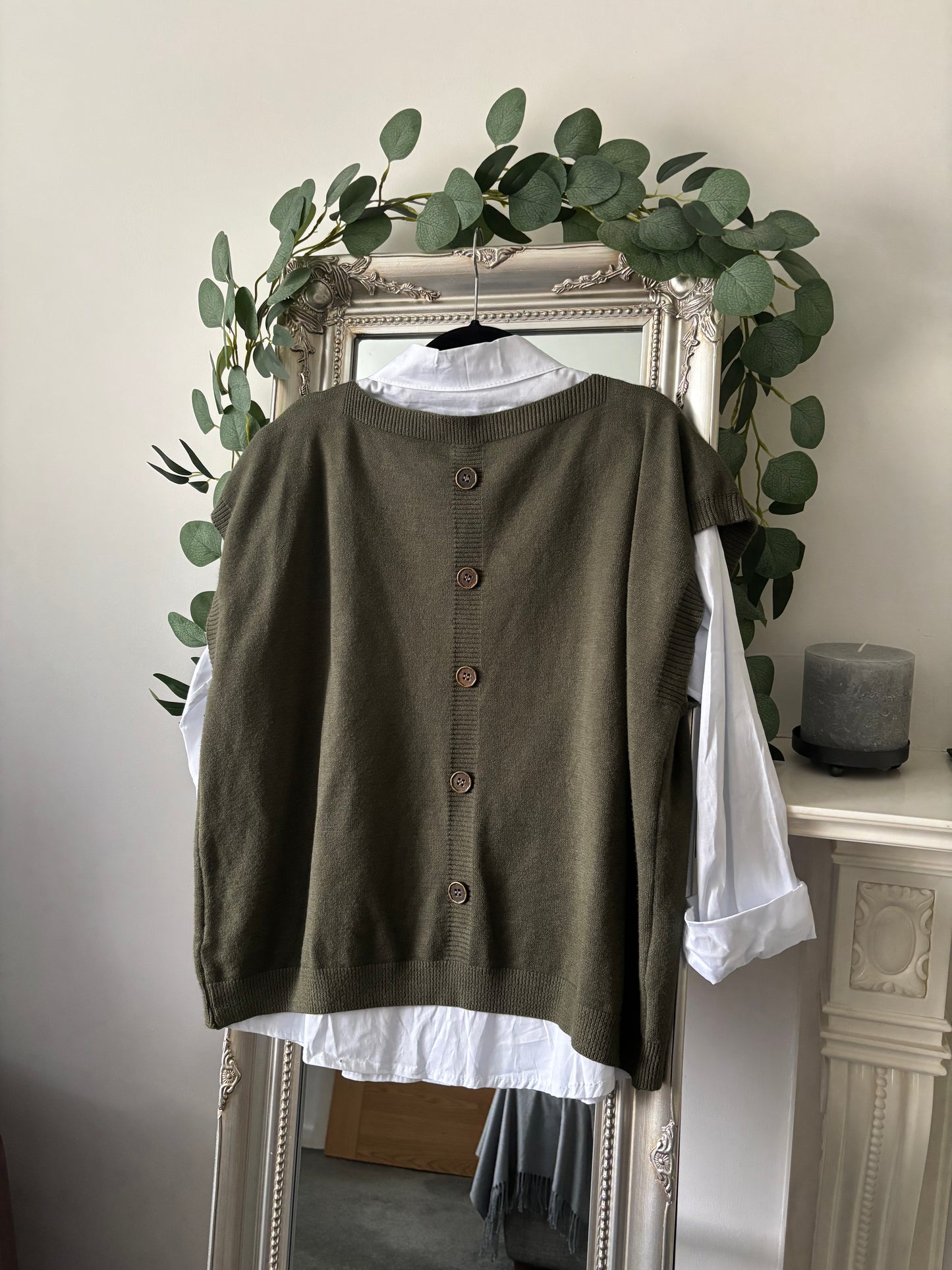 White Shirt and Knit Over Top 2 Piece