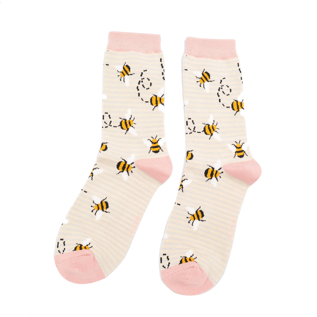 Bamboo Socks For Women - Bees & Stripes