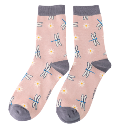 Bamboo Socks For Women - Dragonflies & Daisies
