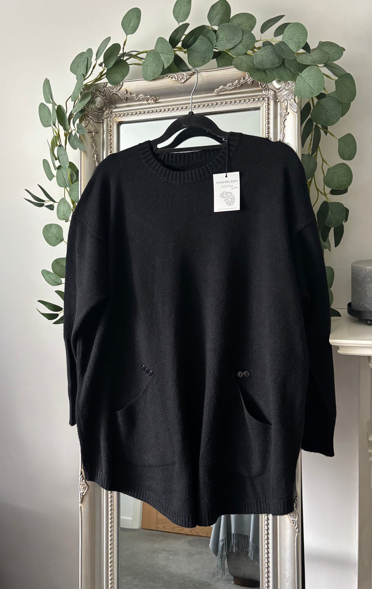 Plain Jumper With Reversible Bow Print Scarf