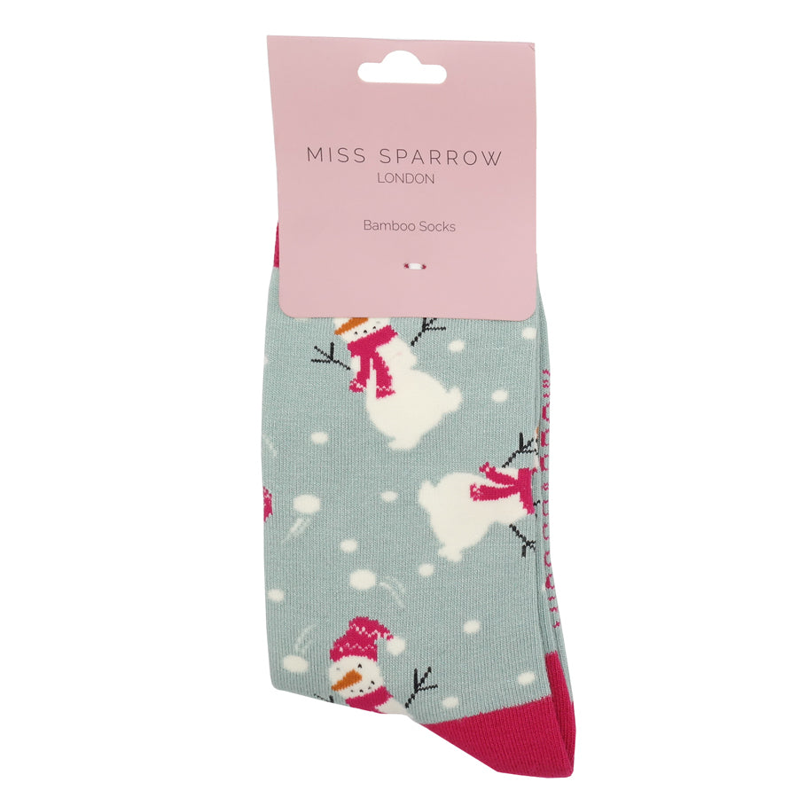 Christmas Bamboo Socks For Women - Snowmen