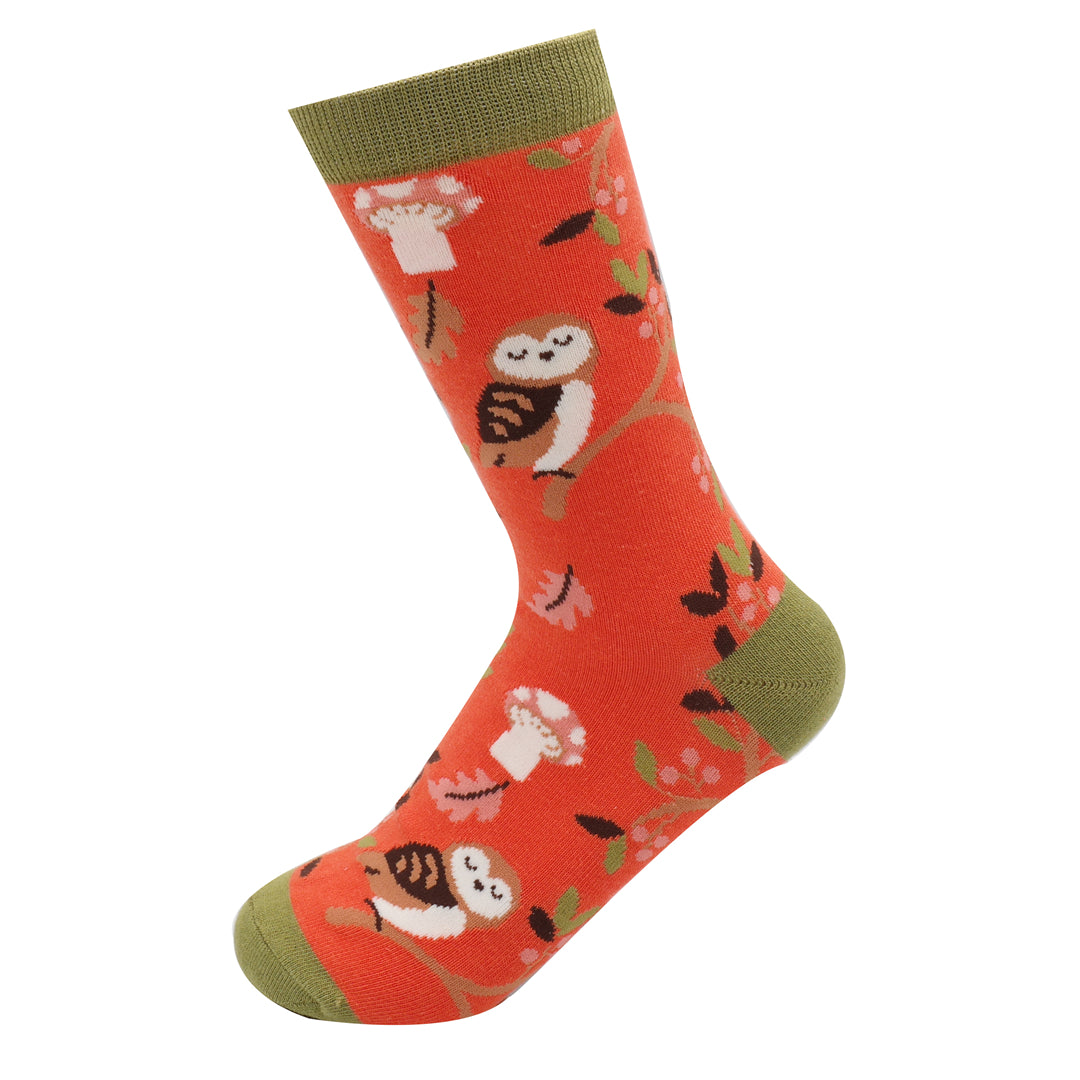 Bamboo Socks For Women - Woodland Owls
