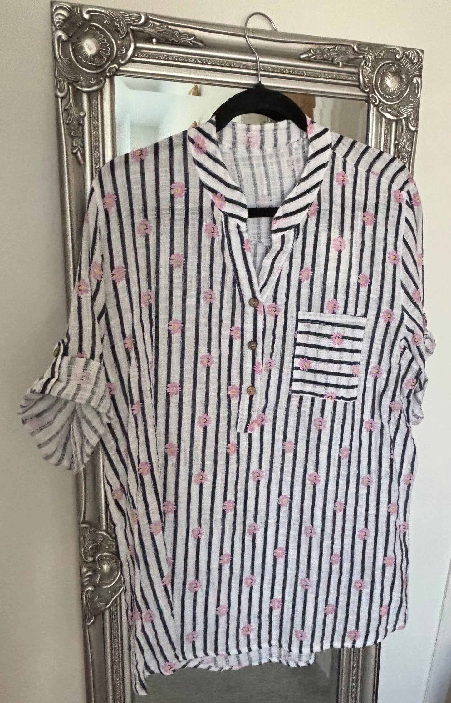 Cotton Stripe/Daisy Shirt