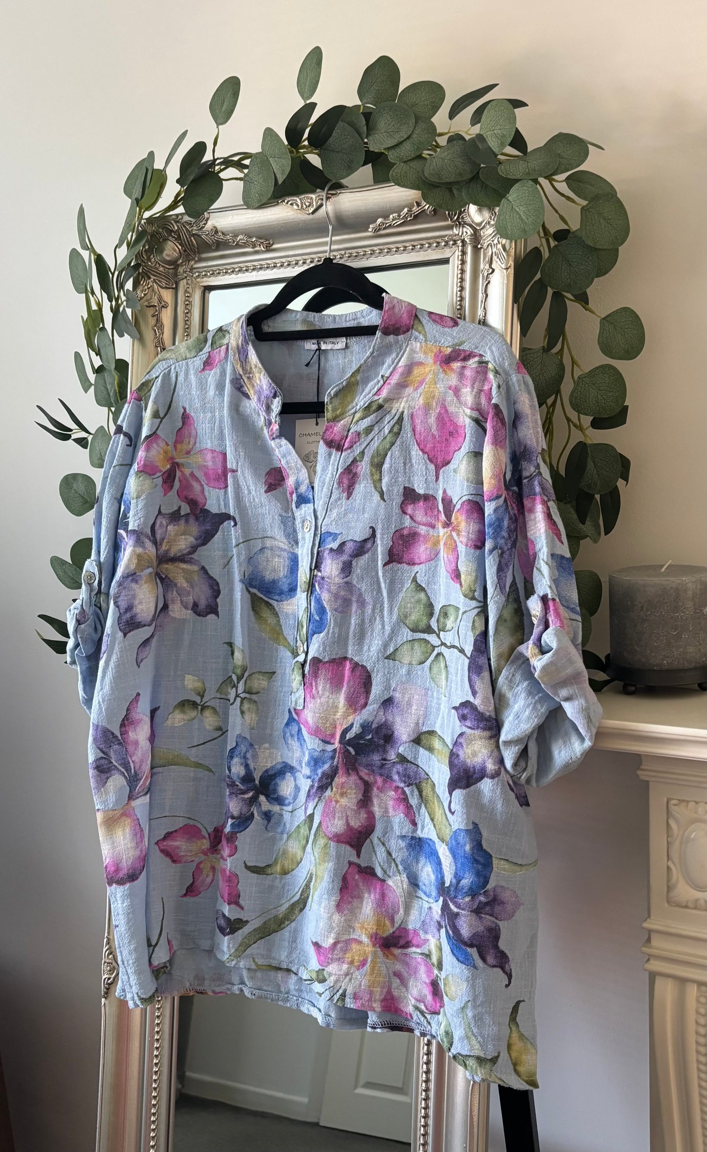 Cotton Magnolia Print Shirt