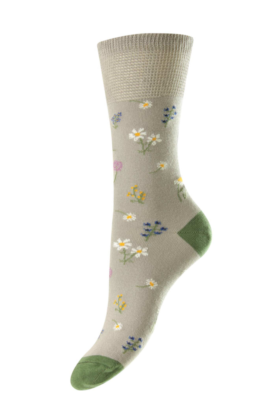 Cotton Rich Softop/Comfort Top Socks For Women - Floral Print