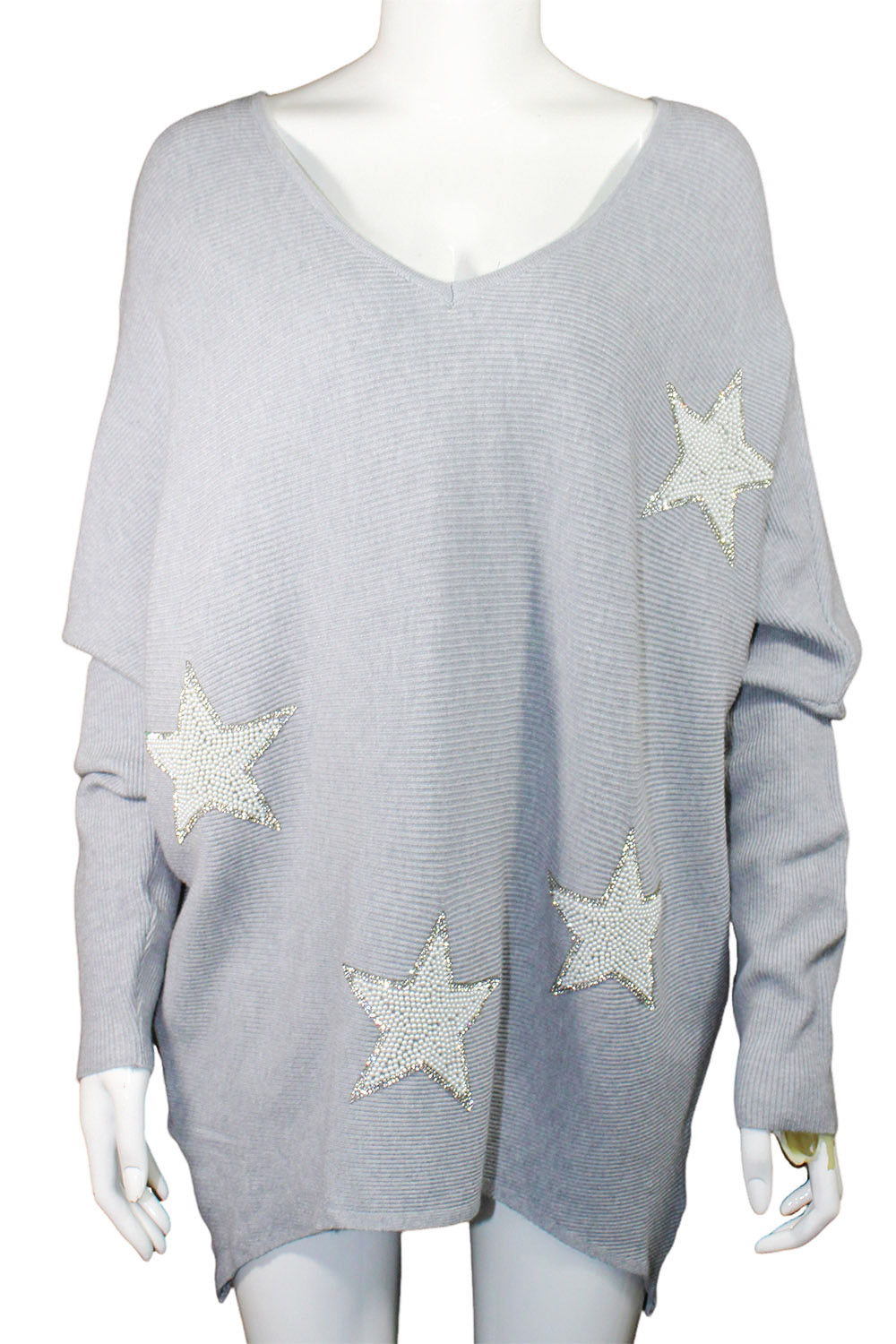 Bat Wing Star V Neck Jumper