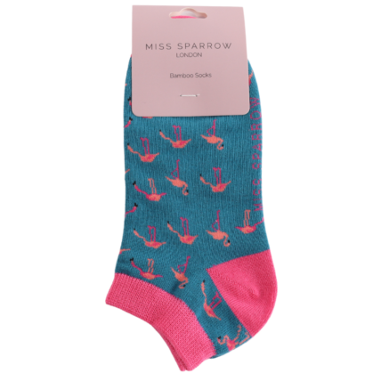 Bamboo Trainer Socks For Women - Wild Flamingos