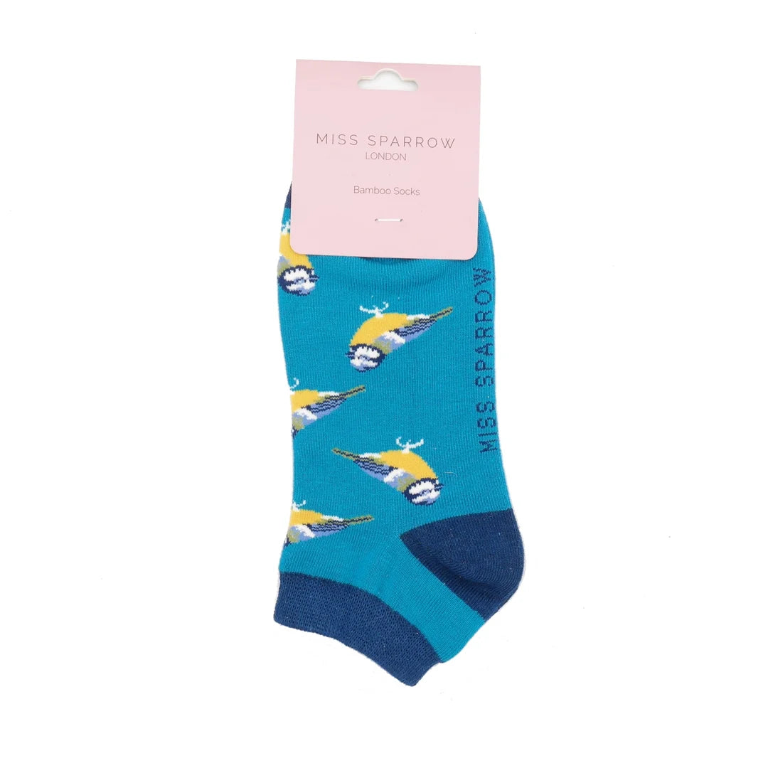 Bamboo Trainer Socks For Women - Bluetits
