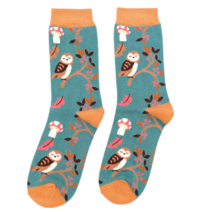 Bamboo Socks For Women - Woodland Owls