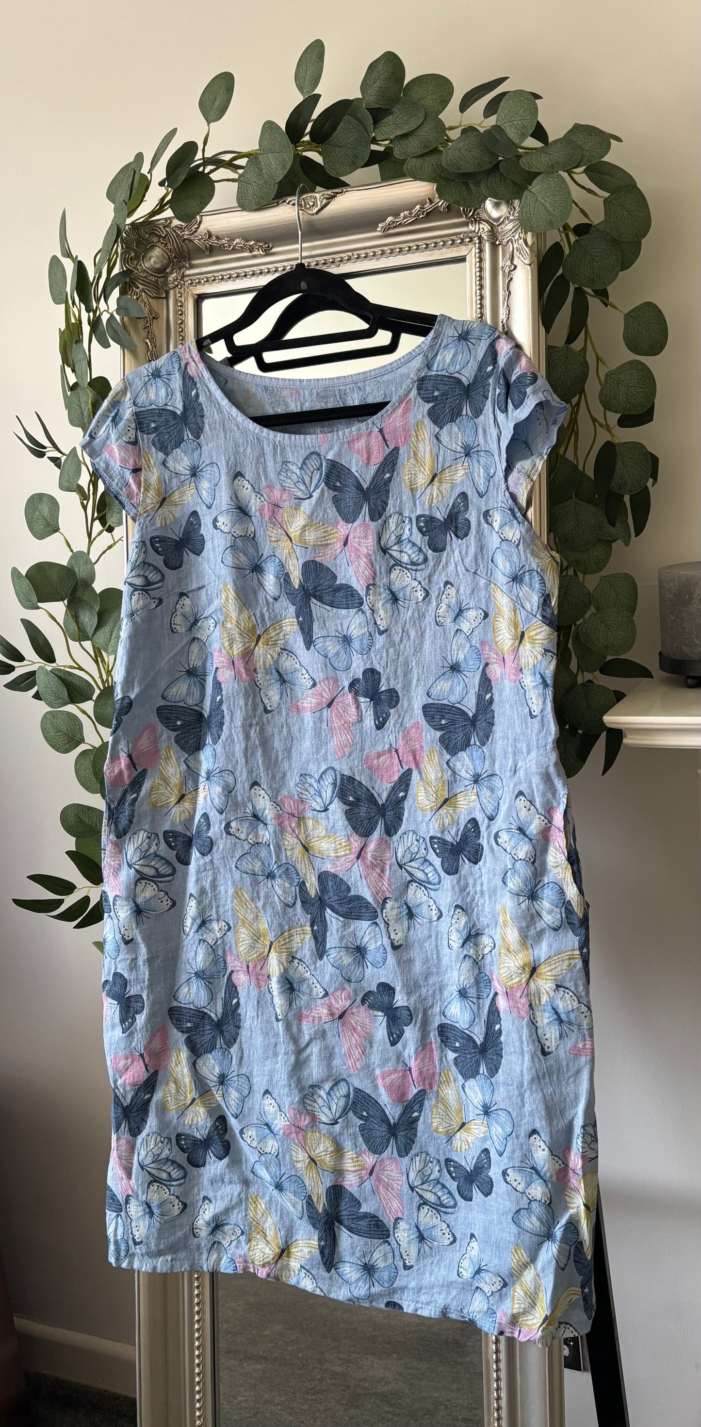 Linen Dress - Butterfly Print