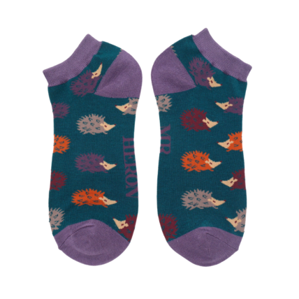 Bamboo Trainer Socks For Men - Hedgehogs