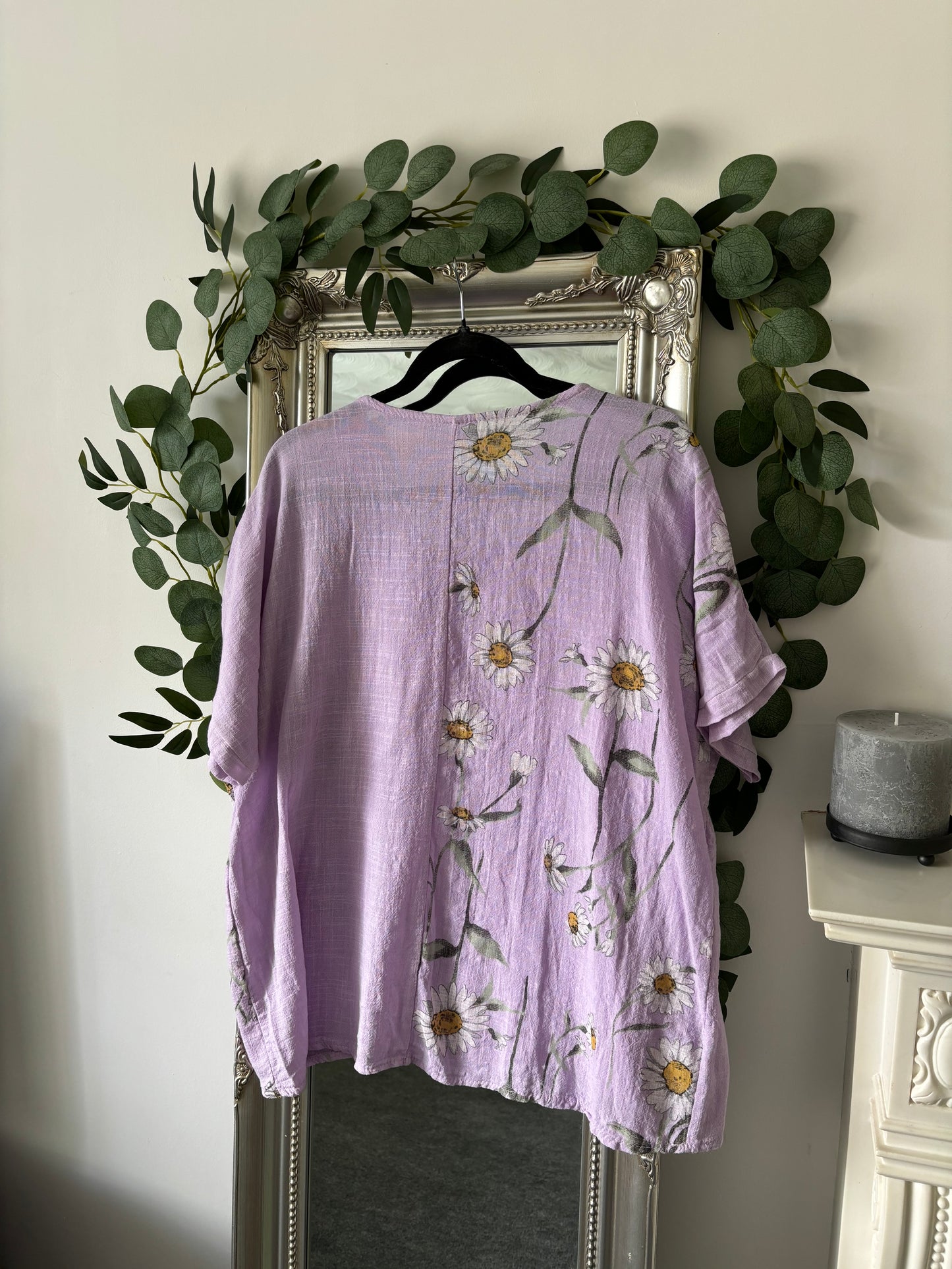 Cotton Plain And Daisy Print Tunic