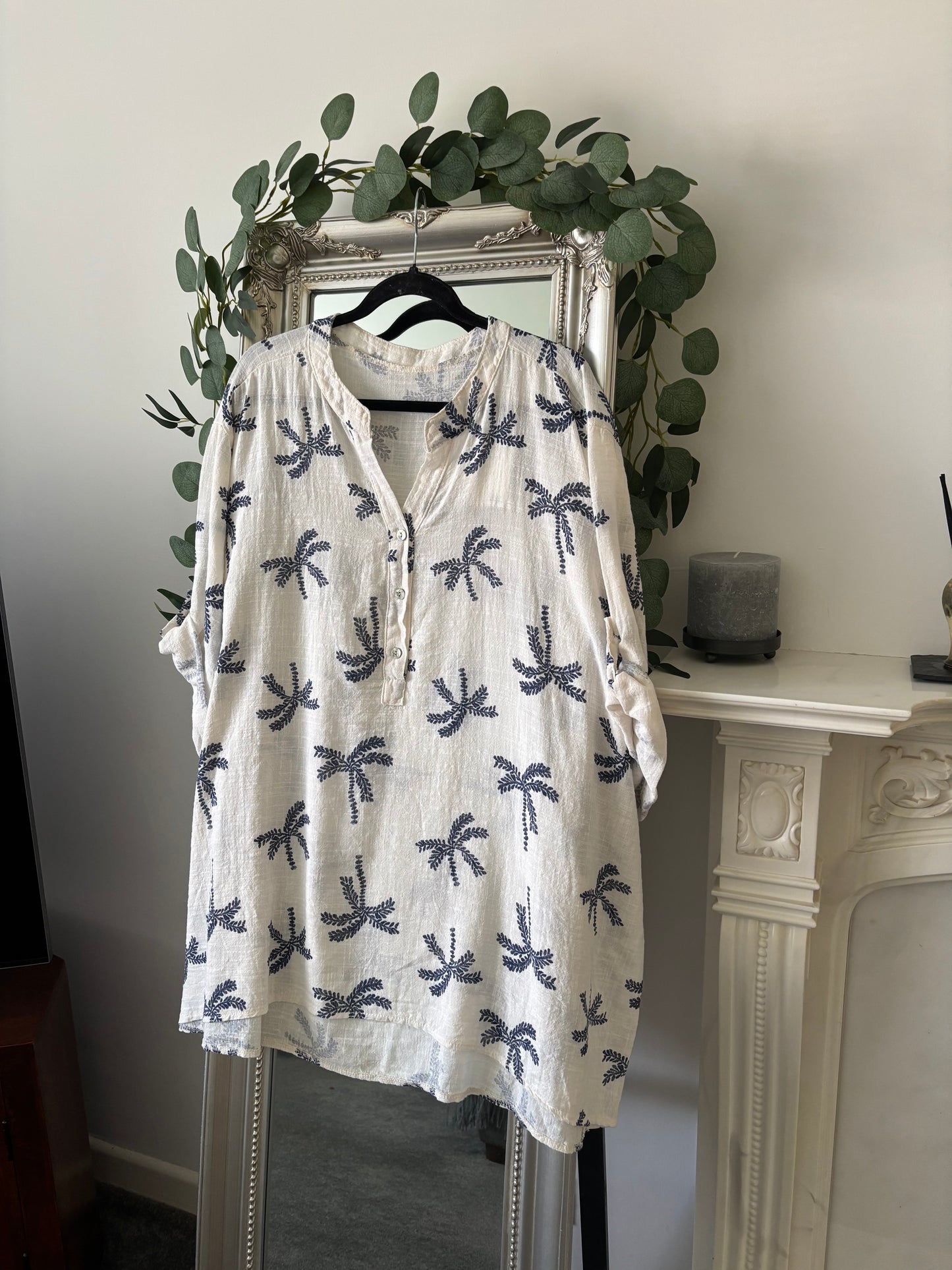 Plus Size Cotton Palm Tree Shirt