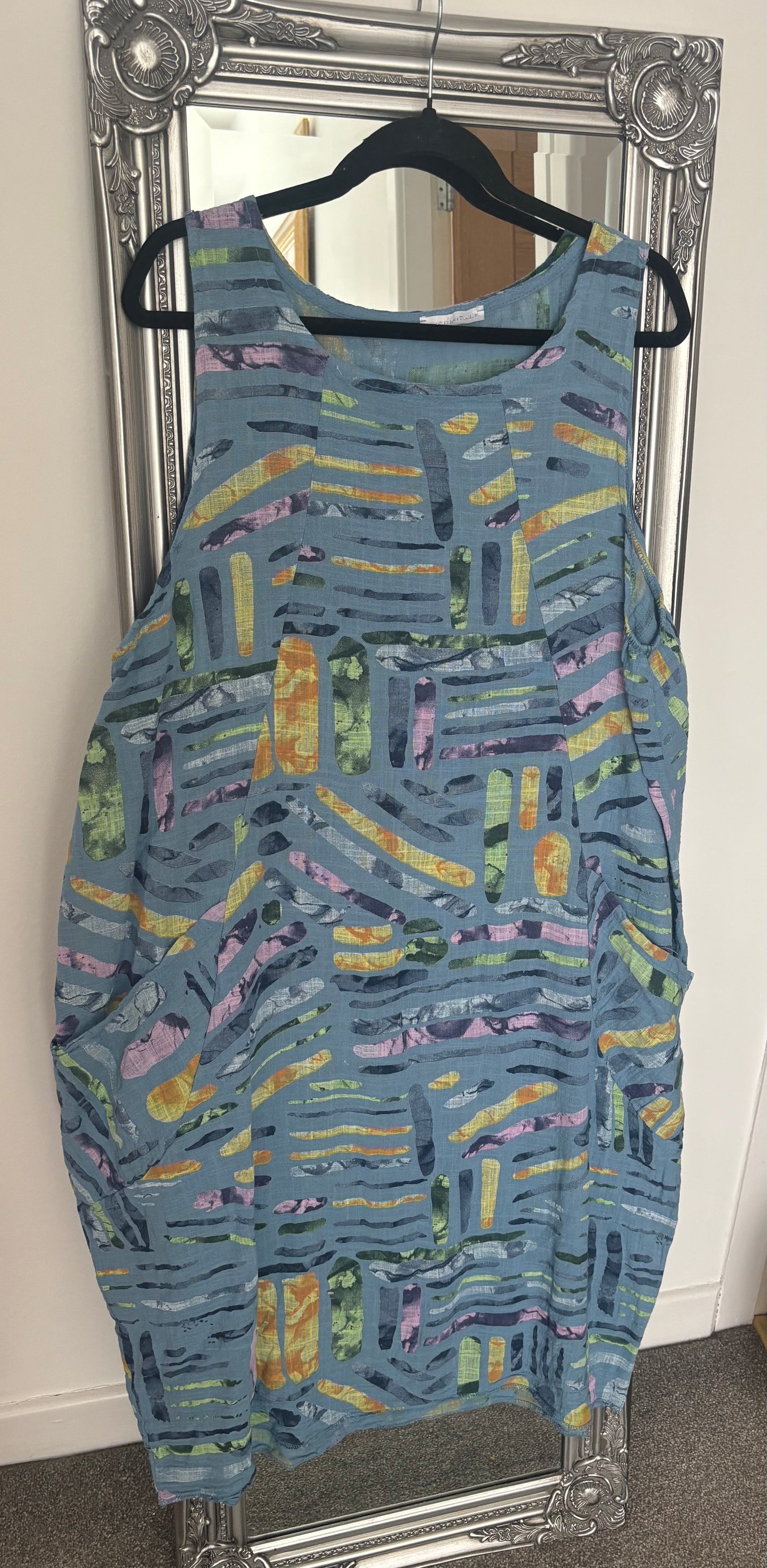 Sleeveless Cotton Stick Print Dress