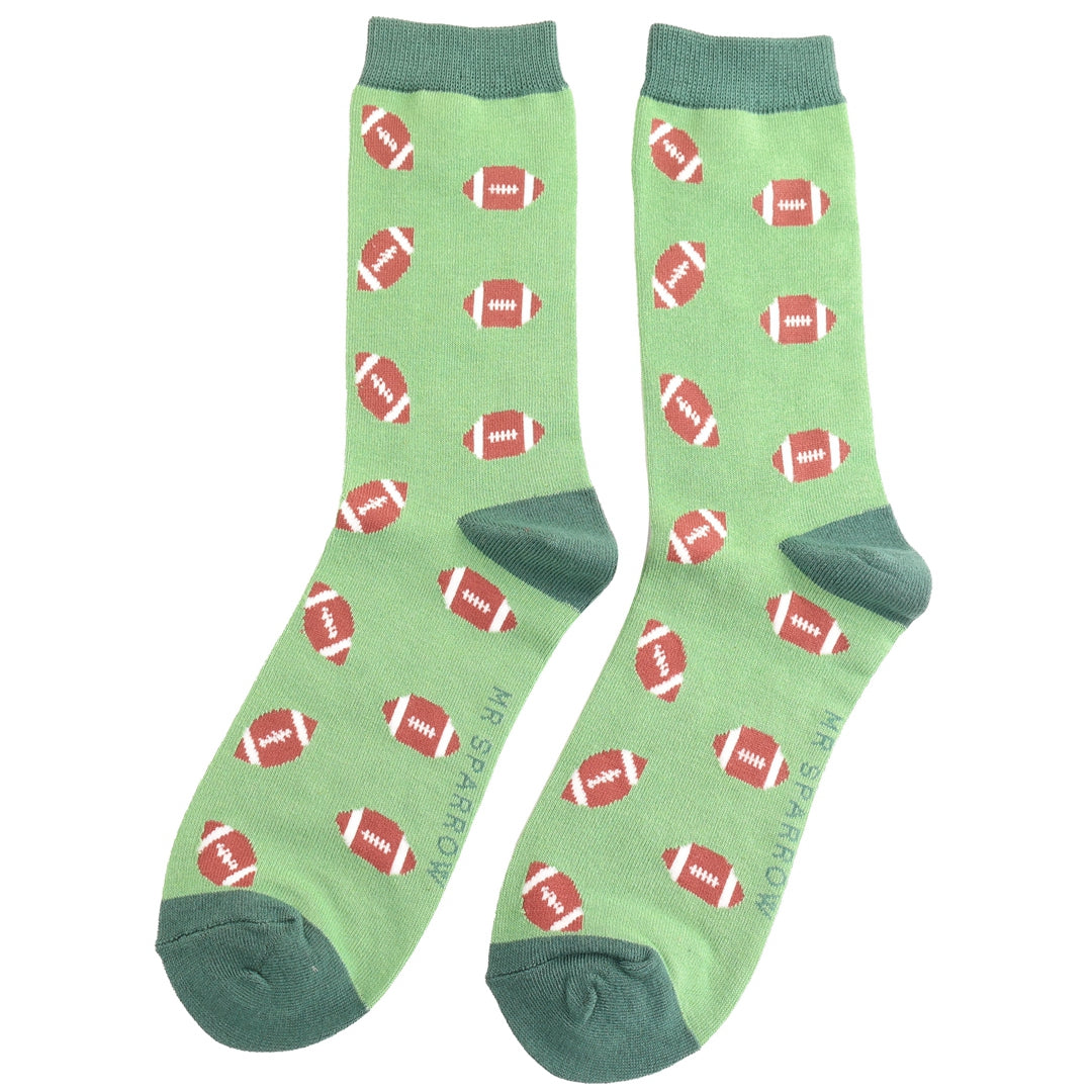 Bamboo Socks For Men - Rugby Balls