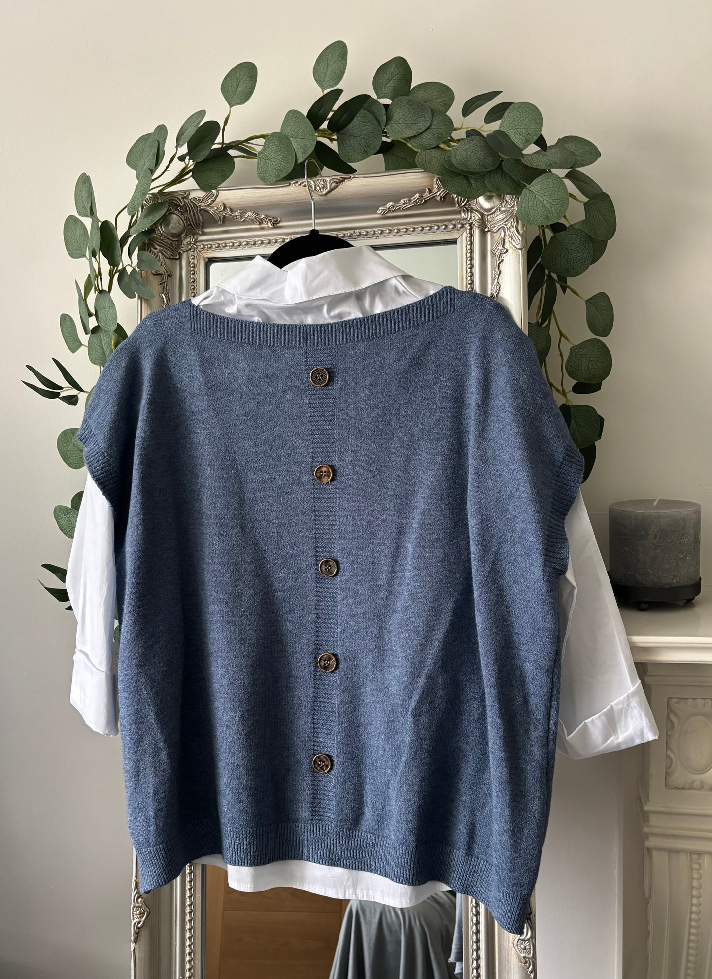 White Shirt and Knit Over Top 2 Piece