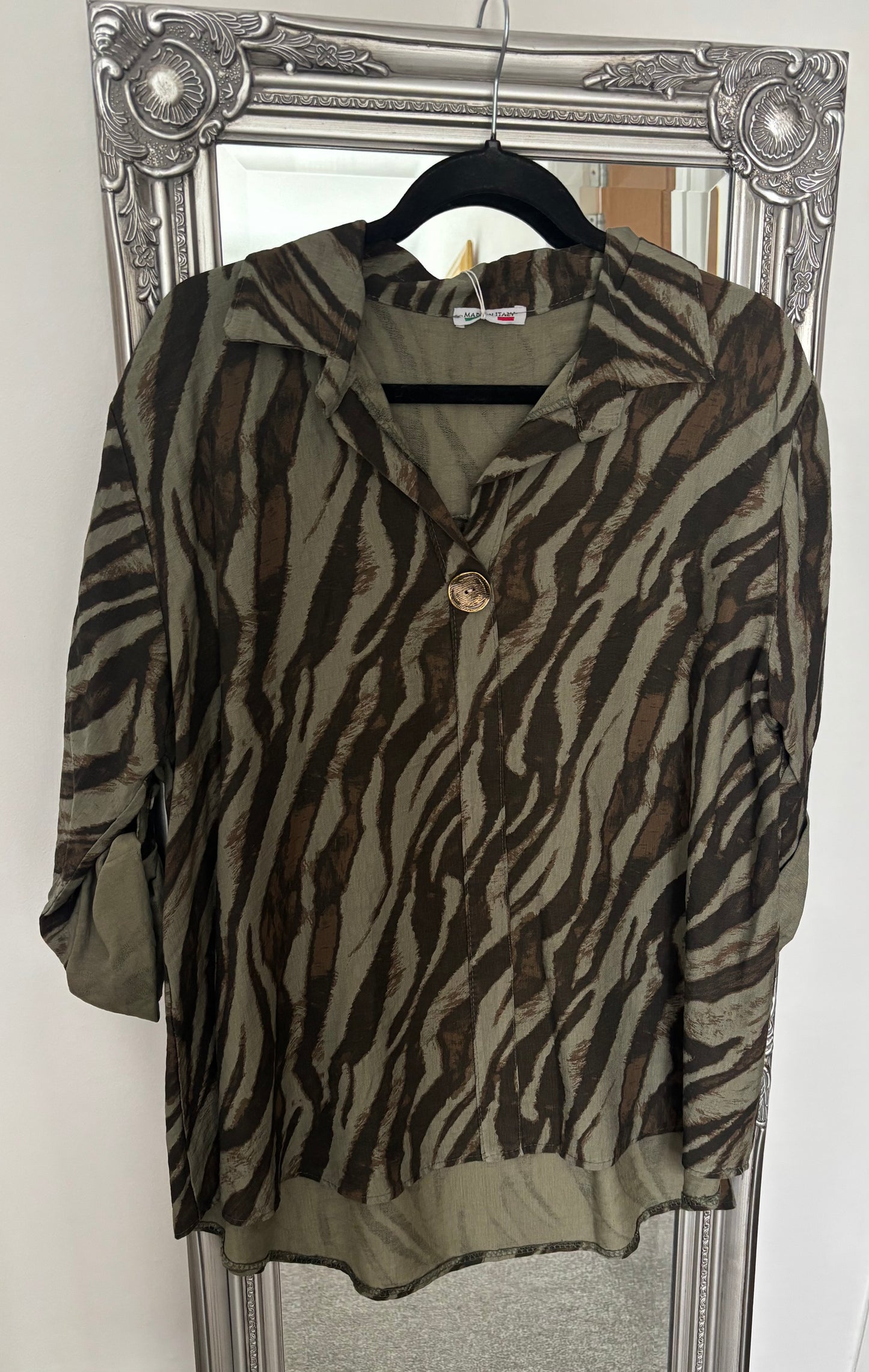 Zebra Print Mock Shirt