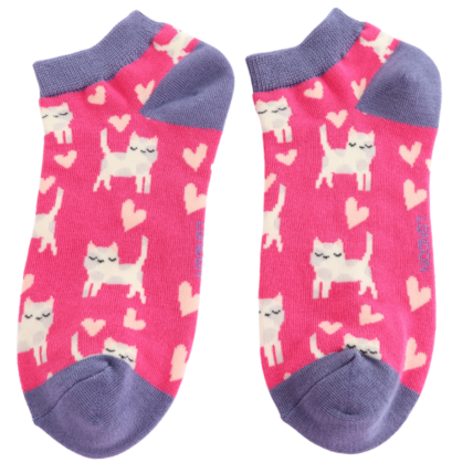 Bamboo Trainer Socks For Women - Sleepy Cats