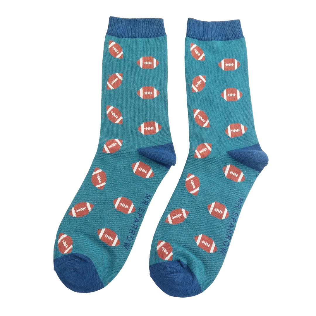 Bamboo Socks For Men - Rugby Balls