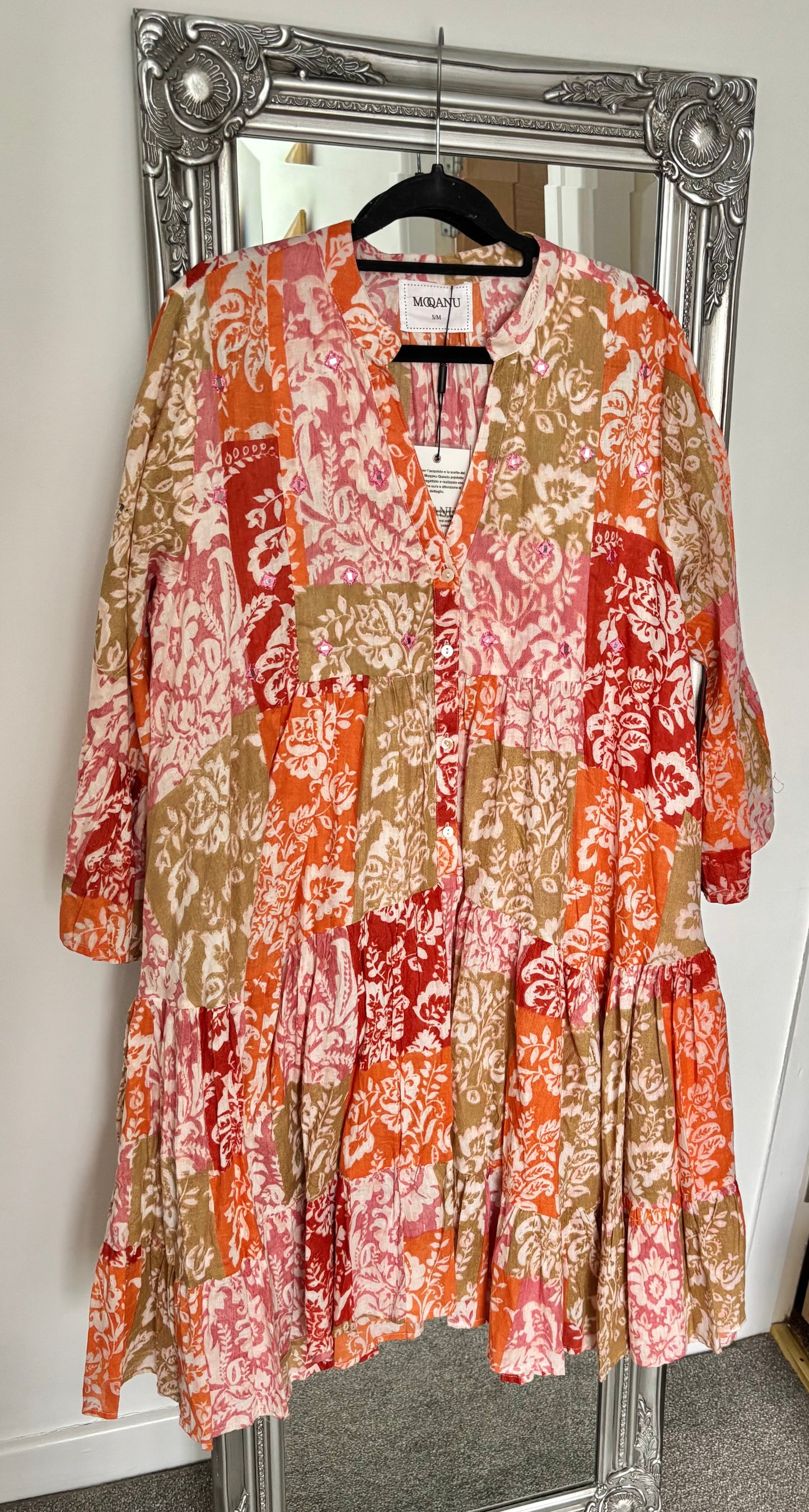 Cotton Boho Tunic/Dress - Rust Patchwork Multi Print