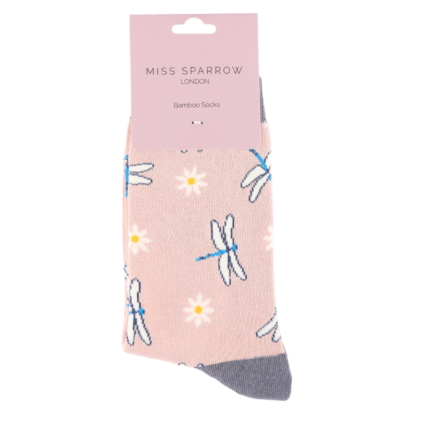 Bamboo Socks For Women - Dragonflies & Daisies