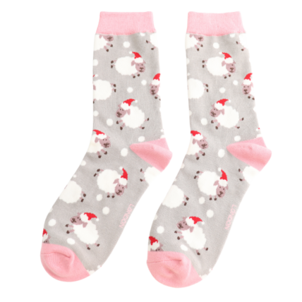 Christmas Bamboo Socks For Women - Santa Sheep