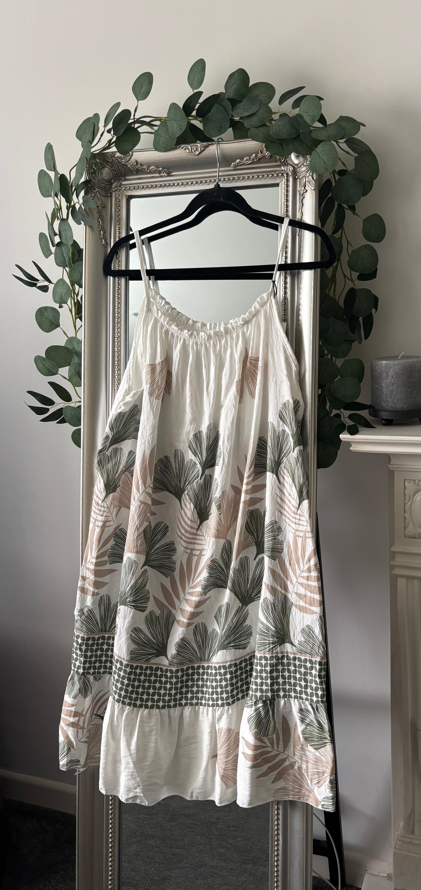 Strappy Border Print Dress