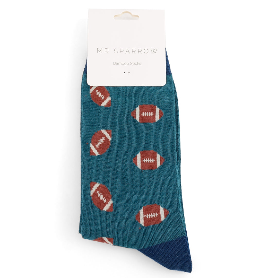 Bamboo Socks For Men - Rugby Balls