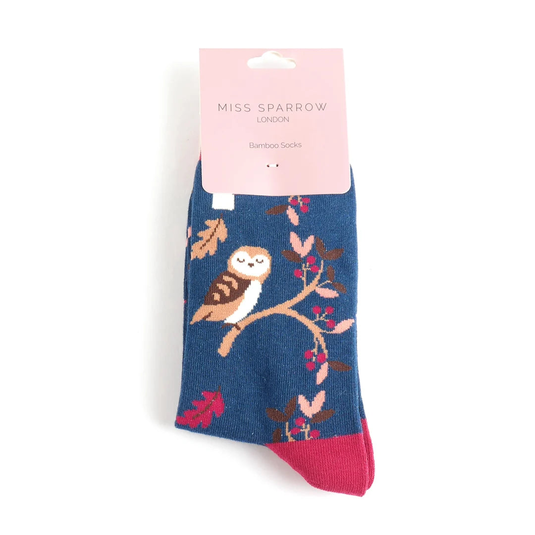 Bamboo Socks For Women - Woodland Owls