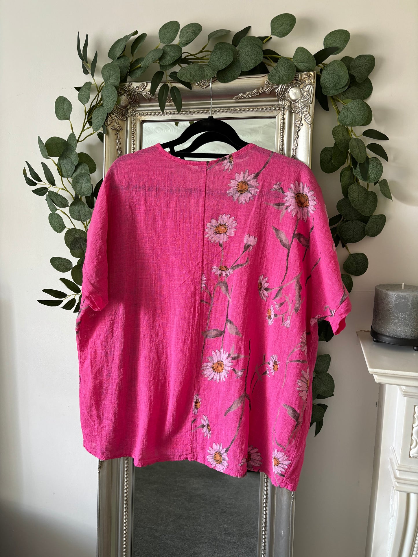 Cotton Plain And Daisy Print Tunic