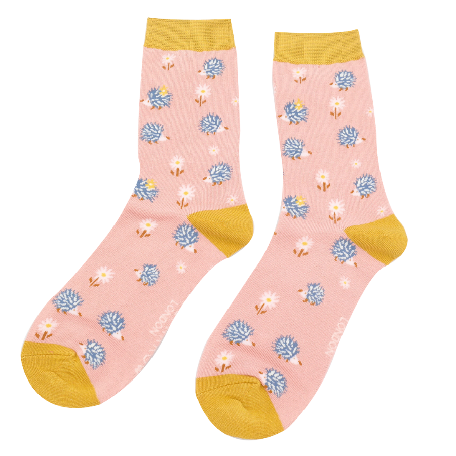 Bamboo Socks For Women - Hedgehogs & Daisy