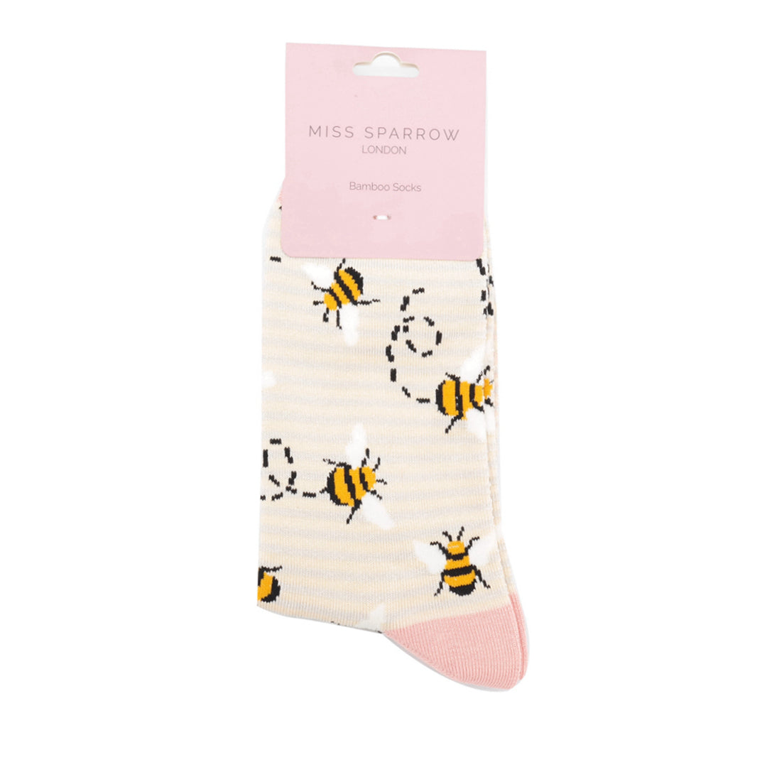 Bamboo Socks For Women - Bees & Stripes