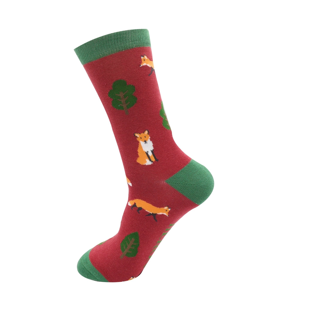 Bamboo Socks For Men - Foxes In Woods