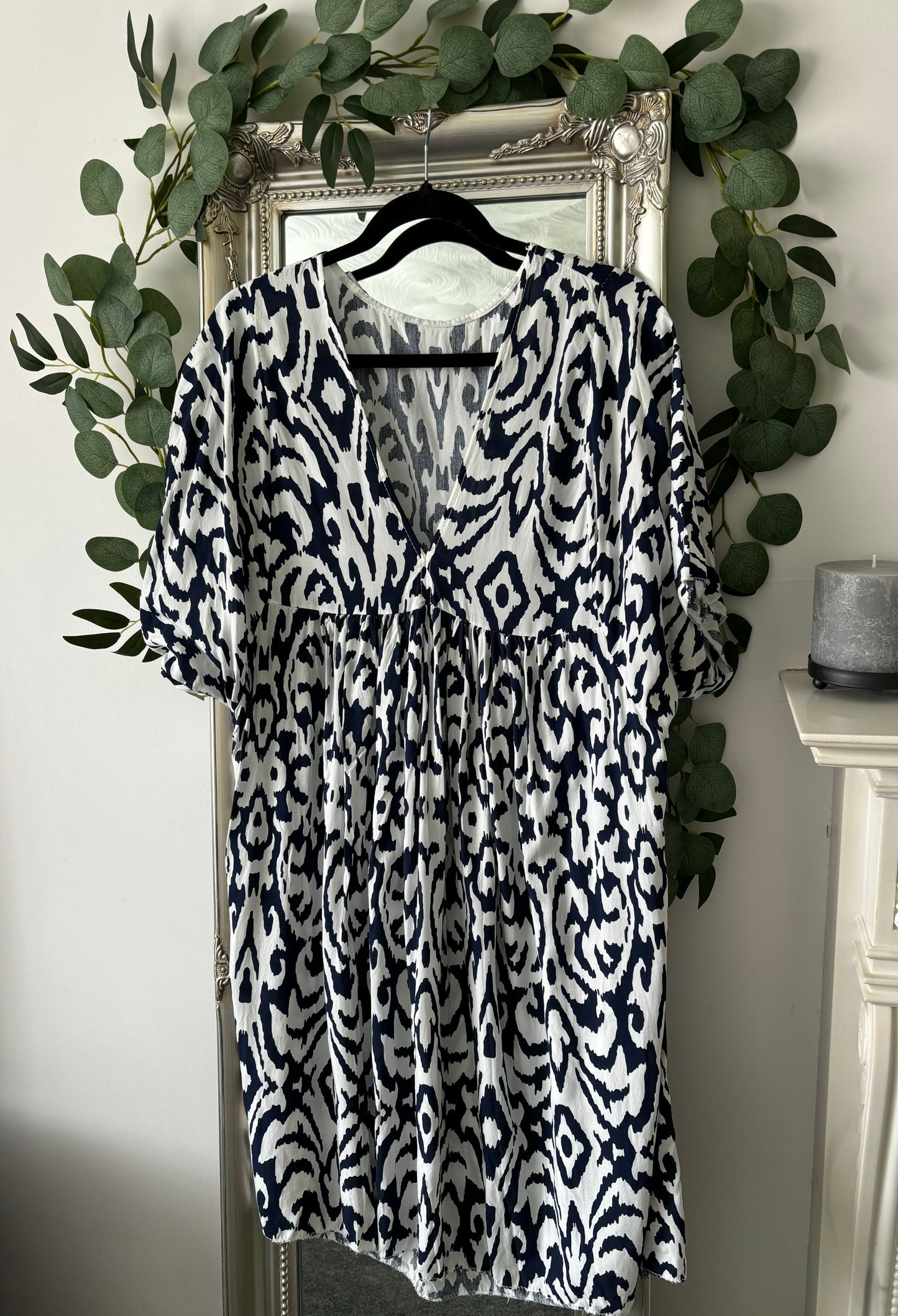 Zebra Print V Neck Dress