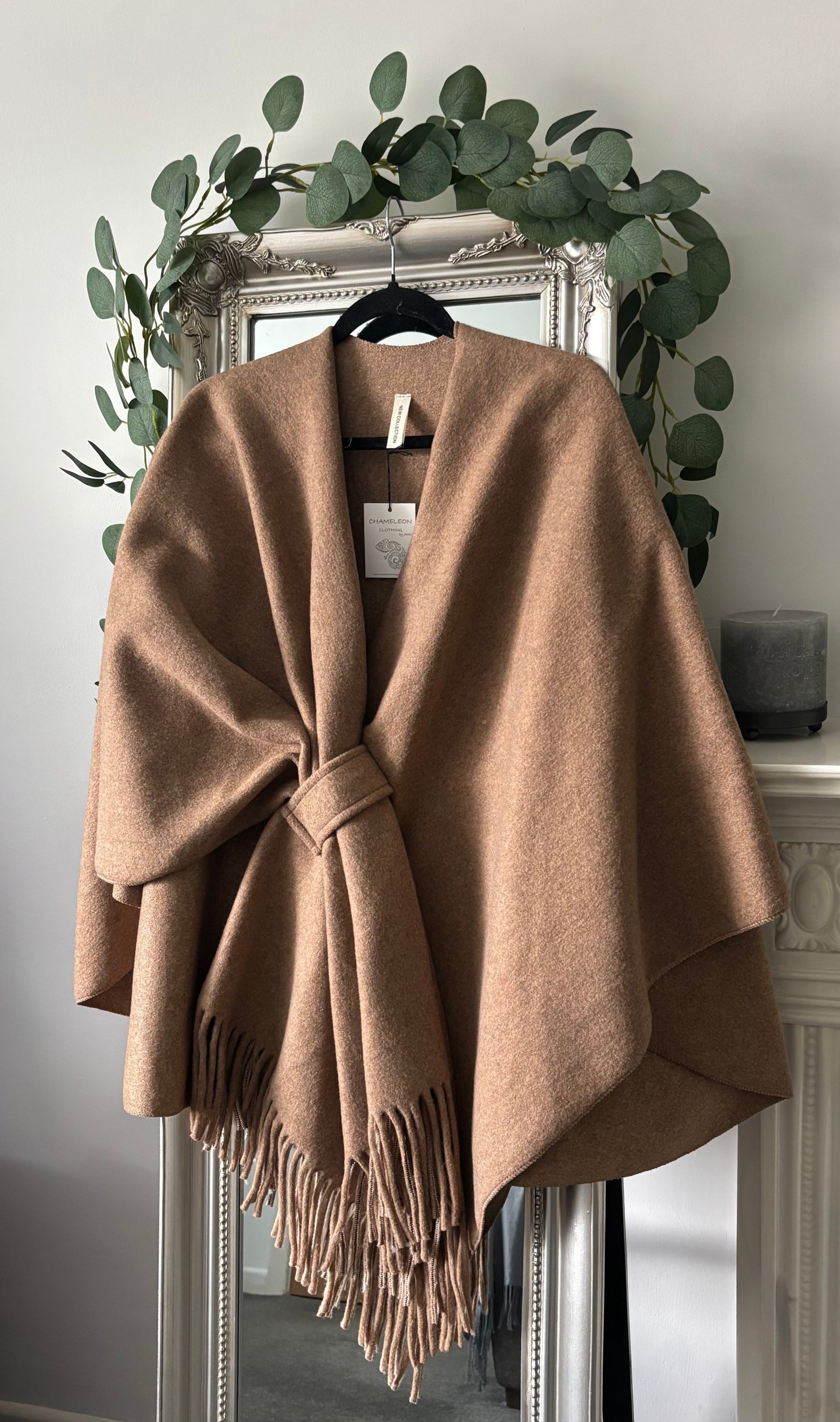 Stylish Plain Cape With Fringe