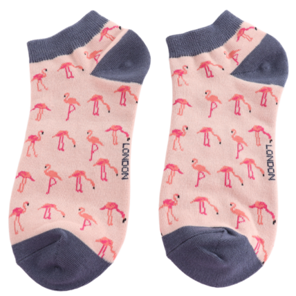 Bamboo Trainer Socks For Women - Wild Flamingos